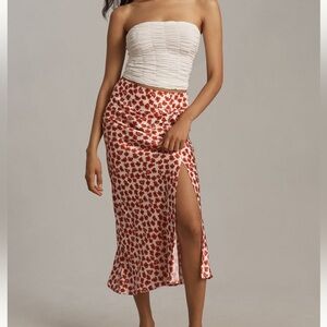 *Anthropologie Maeve Ruched Side Slit Midi Slit Skirt